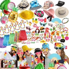 Bulk Summer Hawaiian Photo Booth Props, Luau Photo Props, Funny Hawaiian Sung…