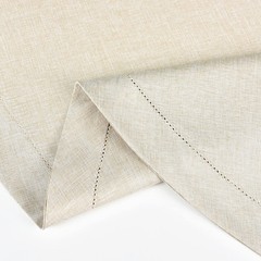 NEWISHER Farmhouse Oval Hemstitch Tablecloth 60×102 in Neutral Faux Linen
