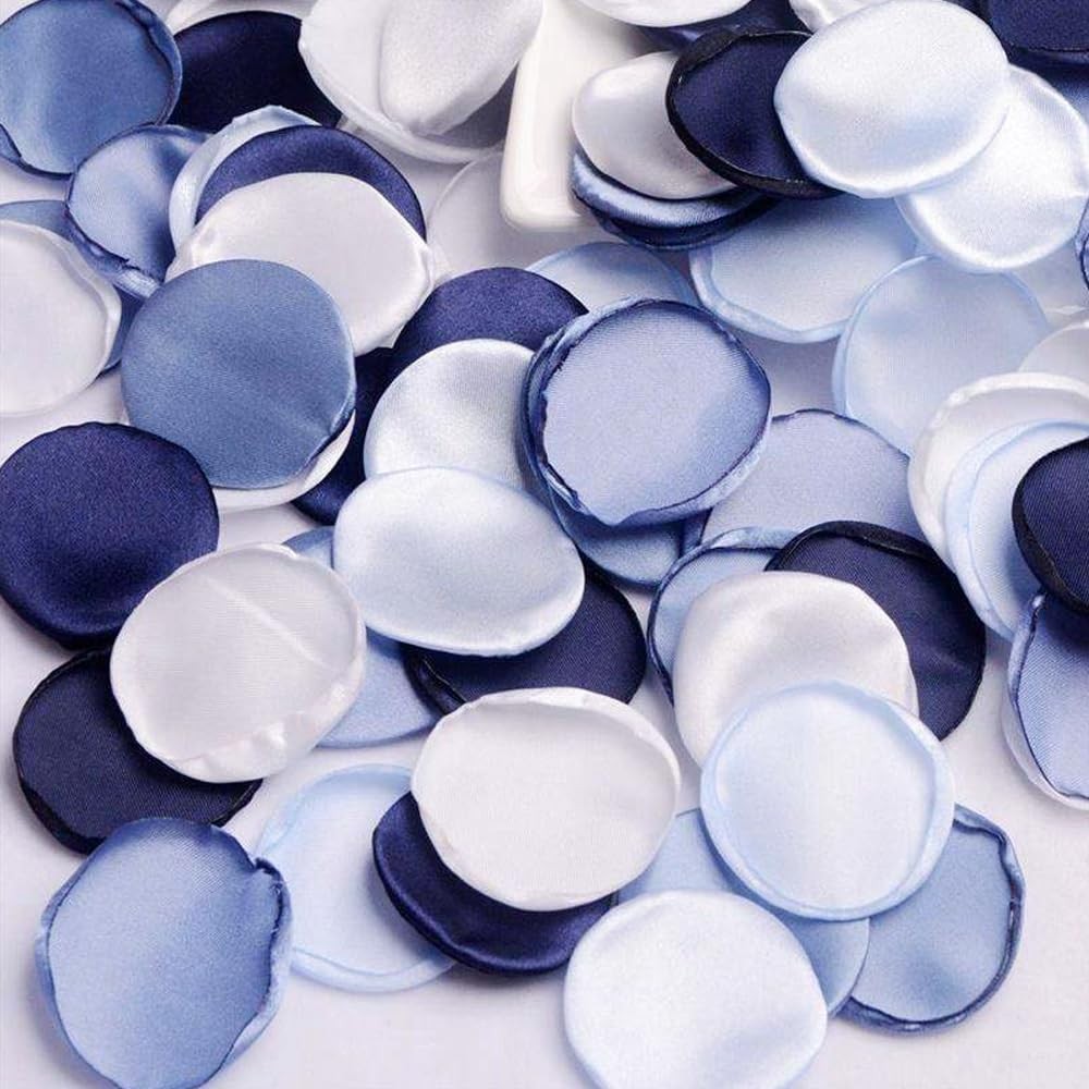 Blue Mix Satin Rose Petals 300 PCS Silk Flower Petals for Wedding Party Decor