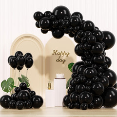 Black Balloons 145Pcs Different Sizes 5In 10In 12In 18In Shiny Metallic Black La