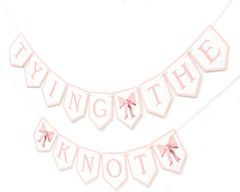Tying the Knot Pink Bow Banner – Bridal Shower Garland,Bridal Weekend Decor,Bow