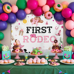 Cowboy 1St Birthday Backdrop Banner Decorations for Girls Western Cowgirl Birthd