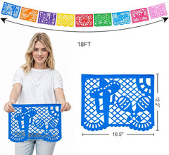1 Pack 18 Ft Papel Picado Banner Cinco De Mayo Decoration, Fiesta Party Decorati