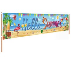 Hello Summer Beach Banner, Summer Party Decorations Outdoor Tropical Pool Lua…