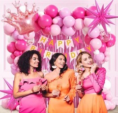 Hot Pink Birthday Decorations for Women with White Hot Pink Light Pink Foil Ball