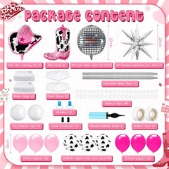 2 Sets Disco Cowgirl Balloon Column Stand Kit with 4d Cowgirl Hat Boots Disco…