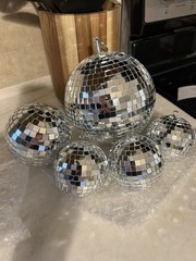 7 pcs Silver Disco Ball Hanging Decorations Party Retro Disco Theme