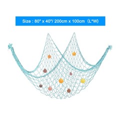 Decorative Fishing Net 40″x80″ Fish Net DECOR with Shell Sea Blue