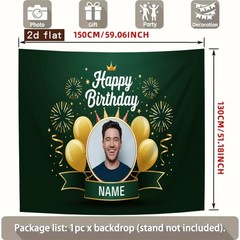 Personalized Banner Name Photo 2D Flat Birthday Banner Crown Men Party Backdrop☋