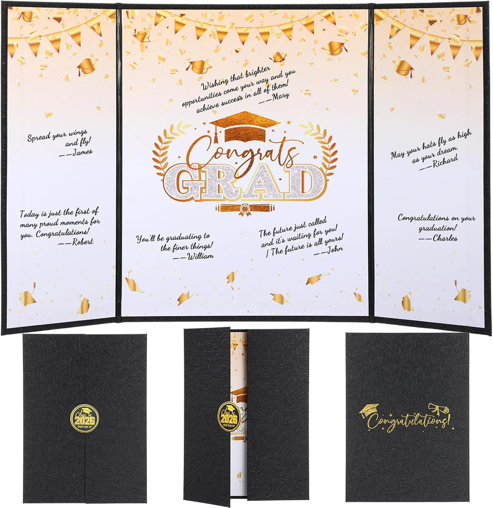 2026 Graduation Guestbook Alternative Black and Gold Guest Class of 2026 Congra