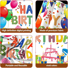 7X5 FT Happy Birthday Backdrop for Wall Colorful Birthday Party Decorations Bann