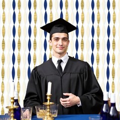 Navy Blue Party Decorations – 6 Rolls Navy Blue Gold Ivory Crepe Paper Stream…