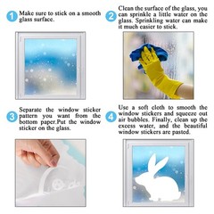 9 Sheets Easter Window Clings White Bunny Rabbit Window Stickers Double-Side Gla