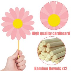 12 PCS Daisy Theme Centerpiece Sticks Groovy Spring Flower Table 70s Hippie