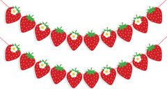 Strawberry Garland Banner Strawberry Birthday Party Decorations Tropical Fruit T