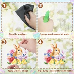 9 Sheets Easter Window Clings, 87 PCS Watercolor Easter Party Decorations with B