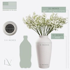 Laurel&Vine 12″ Tall White Ceramic Vase, Speckled Textured Minimalist, with 1…