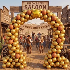266 Pcs Western Cowboy Balloon Arch Kit Gold Tan Cowboy Arch Garland Decorati…