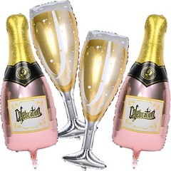 Champagne Bottle Glass Balloons 4pcs, Large Champagne Wine Foil Mylar Balloon…