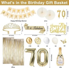 70th Birthday Decorations for Women, Champagne Gold 70th Birthday Decorations…