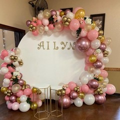 Rose Gold Balloons Arch Kit, 140Pcs Metalic Rose Gold Metallic Gold White Pin…