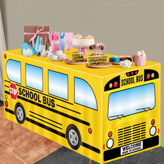 6Ft Back to School Bus Tablecloth Decorations: Welcome First Day of Party Table