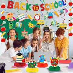Back to School Decorations Back to School Hanging Banners Swirls and Honeycomb C