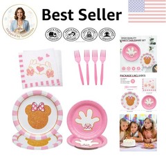 Charming 96-Pc Minnie Themed Tableware Set – Perfect for Baby Showers & Parties