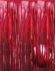 3.2 ft x 9.8 ft Metallic Tinsel Foil Fringe Curtains Party Photo 1 Burgundy
