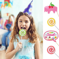 25 Pcs Candy Photo Booth Props with Stick, Candy Land Party Favors Selfie Props