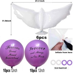 26 Pieces Purple Memorial Funeral Remembrance Balloons and Peace Dove Balloons