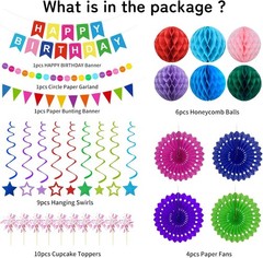 Birthday Decorations Colorful Happy Banner Paper Colorful,