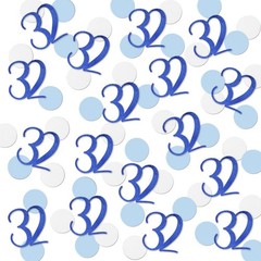 200 PCS Blue Glitter 32nd Birthday Number 32 Confetti for Party Table Decor