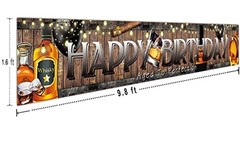 9.8 X 1.6 ft Large Whiskey Happy Birthday Banner Aged to Whiskey Birthday