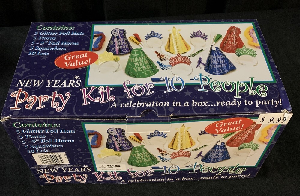 New Years Party Kit For 10 People Hat Tiara Noise Maker Leis 30 Pc Jewel Colored
