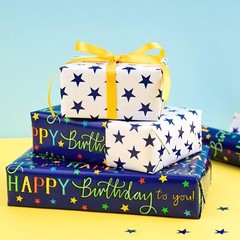 WRAPAHOLIC Reversible 1 Count (Pack of 1), Navy – Happy birthday to you