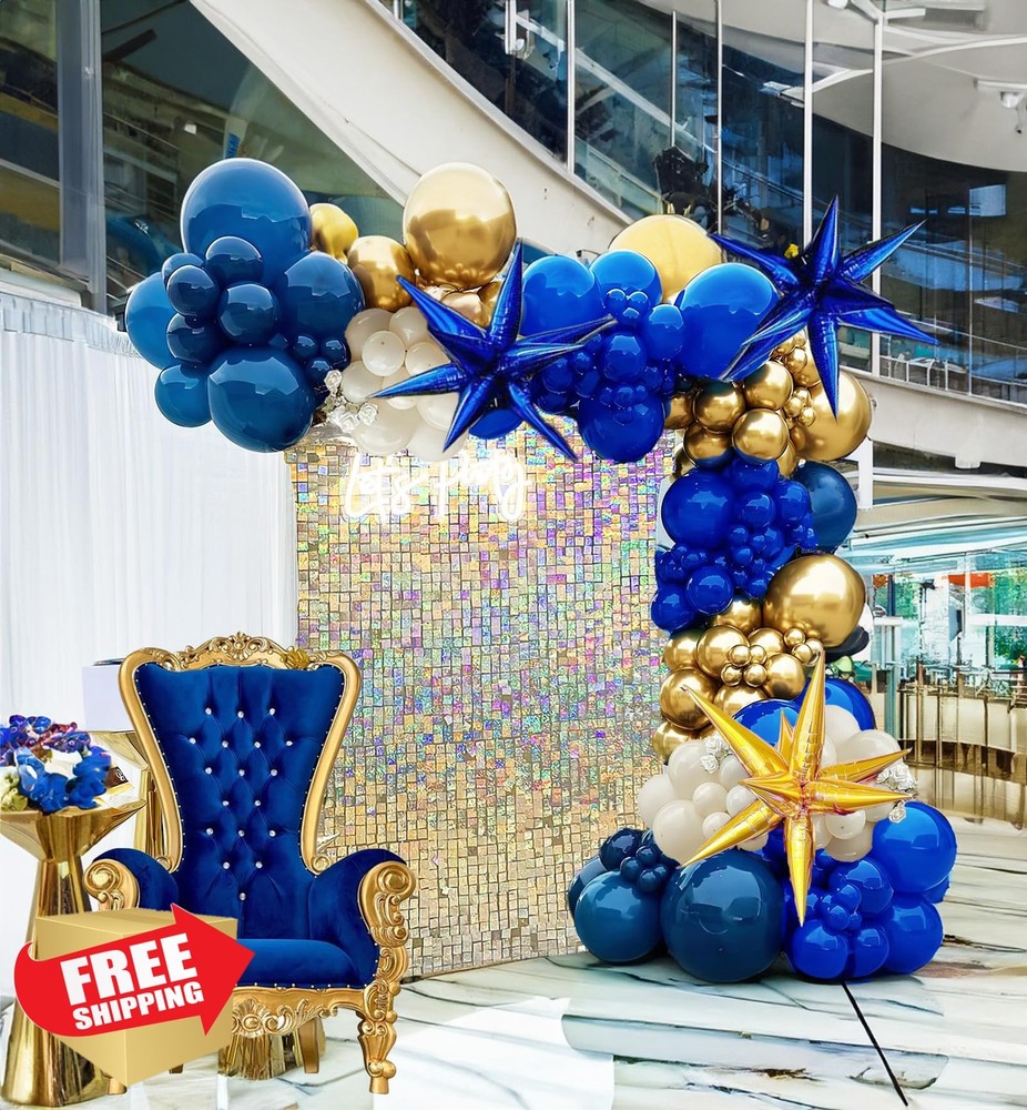 froufing Balloon Garland Arch Kit Blue Gold