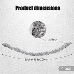 4 Pcs Silver Tinsel Garland Each 5.56 FT Glitter Hanging Metallic Foil Textur…
