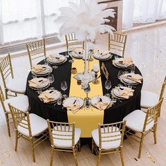 12-Pack 12×108″ Satin Table Runner & 84″ Round Plastic Tablecloths Set