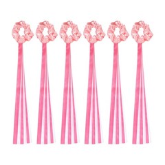 Rainbow Dance Ribbons, Wrist Streamers 6 Pcs & Pink & White