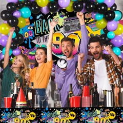 Irenare 85 Pcs 80s 90s 50s Party Decorations 90’s Party Bundle Includes Infla…