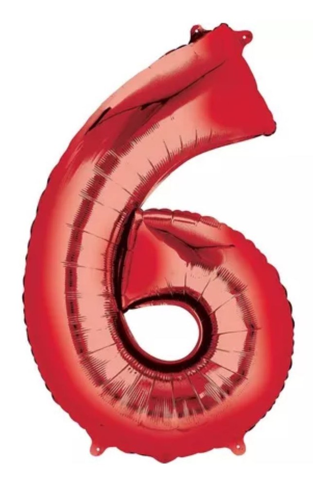 BRAVA! Number “6” Single PC 34” Foil Balloon – Red