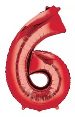BRAVA! Number “6” Single PC 34” Foil Balloon – Red