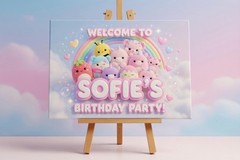 Personalised Printed Squishmallow Birthday Foam Board Event Welcome Sign A3