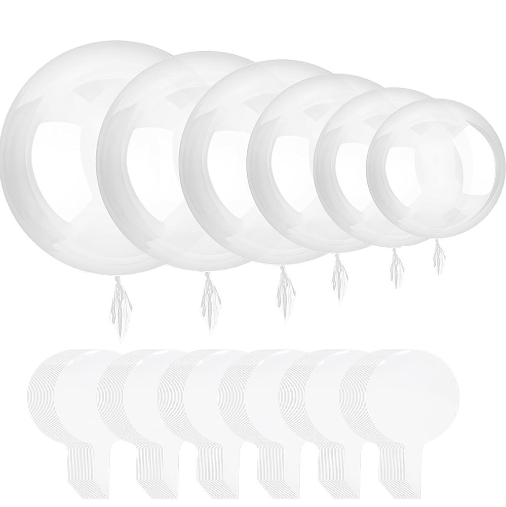60 Pcs Bobo Balloons, 6 Different Size Clear Balloon for Stuffing Transparent…