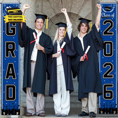 Graduation Decorations 2026 – Blue Congrats Grad Porch Banner for Graduation Par