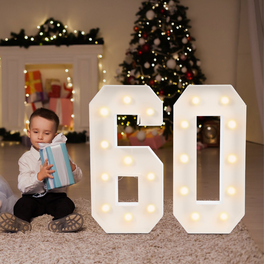 60 Light Up Numbers, 60th Birthday Party Decoration Light Up Numbers NEW