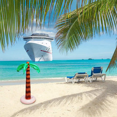 Inflatable Palm Tree Decoration, 2 Pack Jumbo Coconut Trees Beach Backdrop Favor