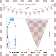 16Ft Boho Fabric Triangle Flags Banner 3 Pcs – Cloth Bunting Garland Streamer fo