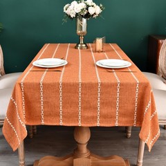 Zobesta Orange Farmhouse Tablecloth Rectangle 86×53 Inch Cotton Polyester